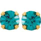 14K Yellow Imitation Blue Crystal Inverness® Piercing Stud Earrings